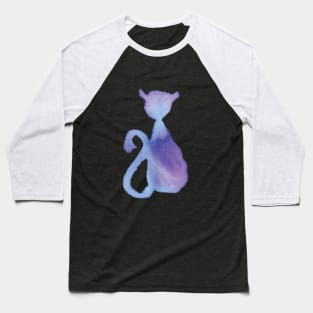 Blue And Purple Sitting Cat Baseball T-Shirt